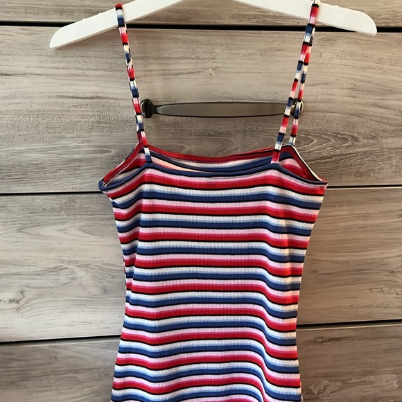 H&M (Divided) mini bodycon dress, red/white/blue/black striped size 4 - Picture 8 of 8